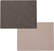 LIND DNA Placemat Nupo - Leer - Caviar / Clay Brown - dubbelzijdig - 45 x 35 cm