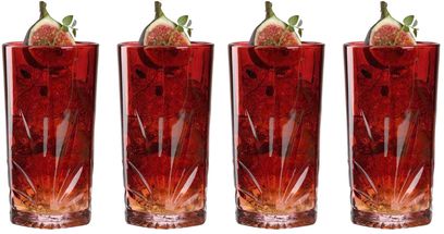 Leonardo Longdrinkglazen Capri Rood 530 ml - 4 Stuks