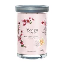 Yankee Candle Geurkaars Large Tumbler - met 2 lonten - Pink Cherry &amp; Vanilla - 15 cm / ø 10 cm