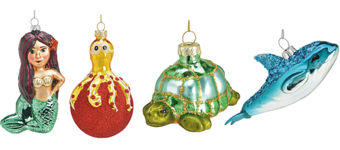 Sareva Kerstballenset - Zeewereld - 4 Stuks
