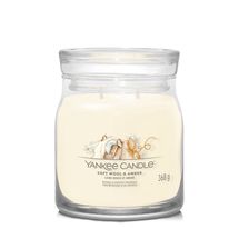 Yankee Candle Geurkaars Medium - met 2 lonten - Soft Wool &amp; Amber - 11 cm / ø 9 cm