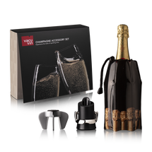 Vacu Vin Champagneset - Zwart - 3-Delig