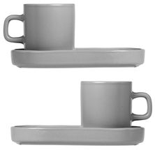 Blomus Pilare espressokop en schotel - mirage grey - 2 sets