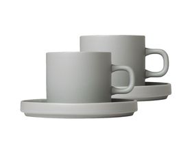 Blomus Pilare koffiekop en schotel - mirage grey - 2 sets