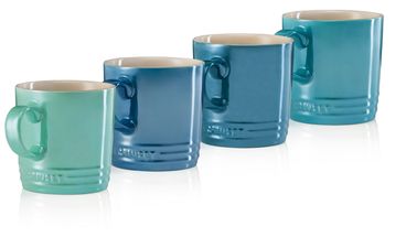 Le Creuset Mokken Metallic Blauw 350 ml - 4 Stuks
