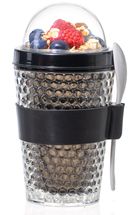 Sareva Muesli Beker - met lepel - Yoghurt 2 Go - Zwart