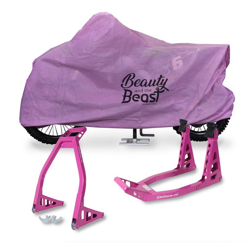 Roze paddockstands en motorhoes - beauty and the beast collection 1