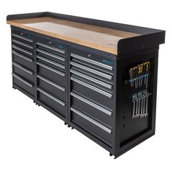 Werkbank PRO met eiken werkblad en 18 lades - 200 cm 1