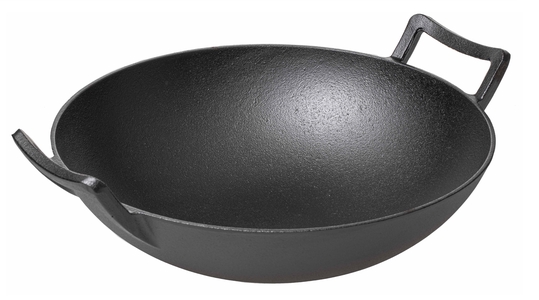 Poêle à wok Cookinglife / Wadjan en fonte - ø 36 cm - Sans revêtement  antiadhésif