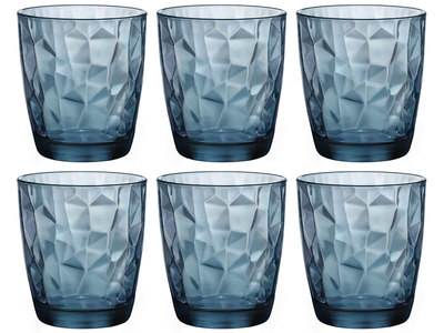 Bormioli Rocco Juego 6 Vasos de Agua Diamond, Cristal, Morado, Cl 30,5