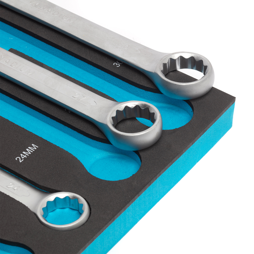 15-delige ring-steeksleutelset in "PRO" softmodule 5