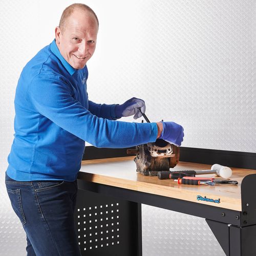 Werkbank PRO met eiken werkblad en legbord verrijdbaar - 150 cm 13