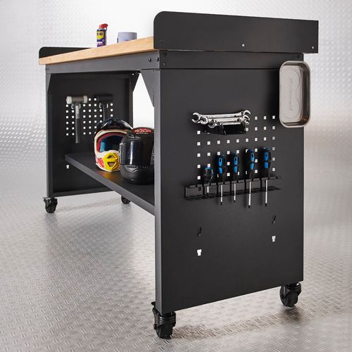 Werkbank PRO met bamboe werkblad en legbord verrijdbaar- 200 cm 3