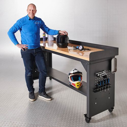 Werkbank PRO met bamboe werkblad en legbord verrijdbaar- 200 cm 14