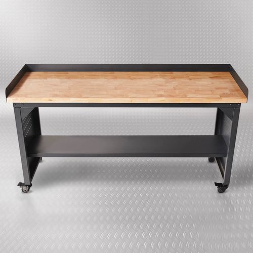 Werkbank PRO met bamboe werkblad en legbord verrijdbaar- 200 cm 6