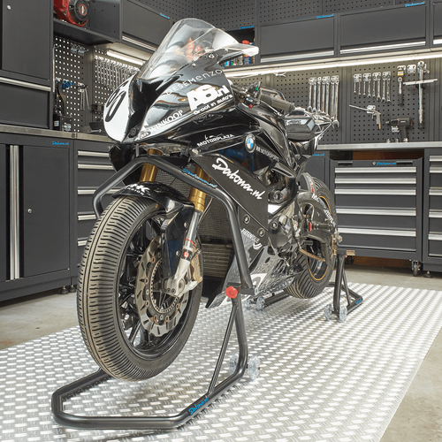 aluminium paddockstand voorwiel motor zwart motor