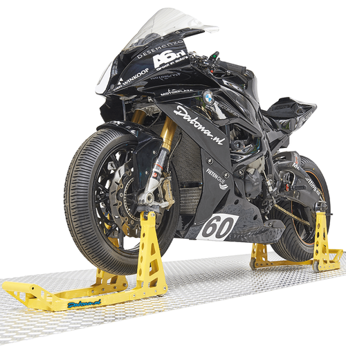 MotoGP Motorstand voorvork Suzuki geel