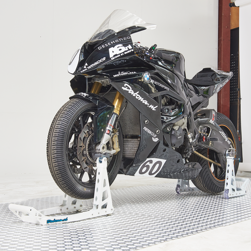 voorwiel paddockstand voor bobbins BMW wit