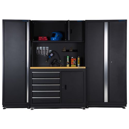 Werkbank 120 cm met gereedschapskast, smalle werkplaatskast en brede opbergkast 2
