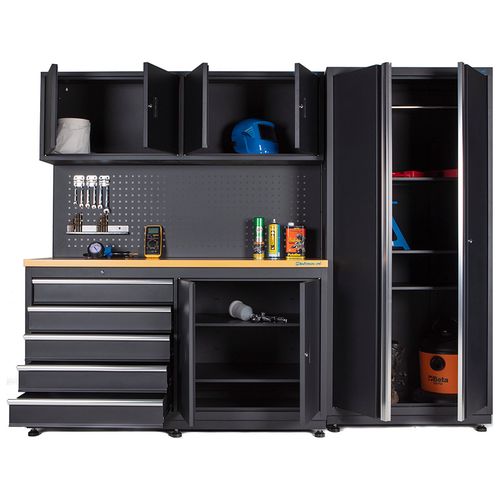 Werkbank 160cm met bovenkast en brede zijkast 1