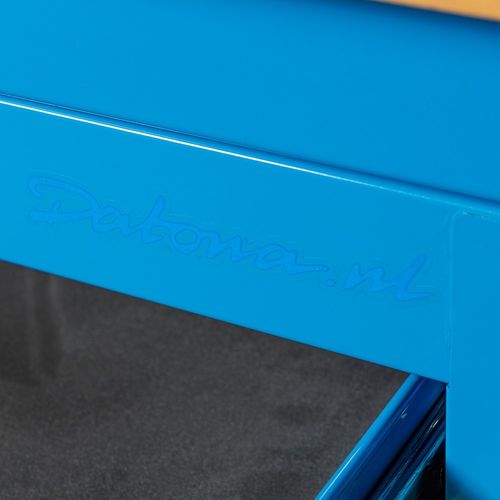 Hoekwerkbank met MDF blad + gereedschapskast blauw 6