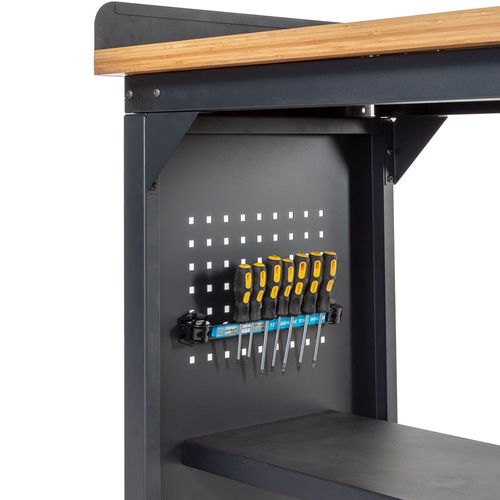 Werkbank PRO met bamboe werkblad en legbord verrijdbaar- 200 cm 9