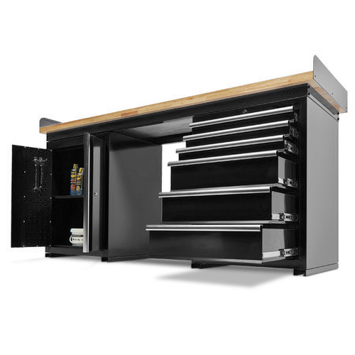 Werkbank PRO eiken met 6 lades en opbergkast - 200 cm 4