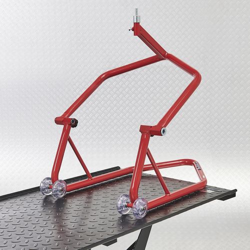 Motorheftafel met paddockstand voorwiel