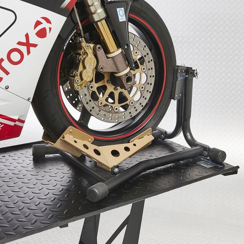 Zwarte motorheftafel 450 kg met gouden rijklem