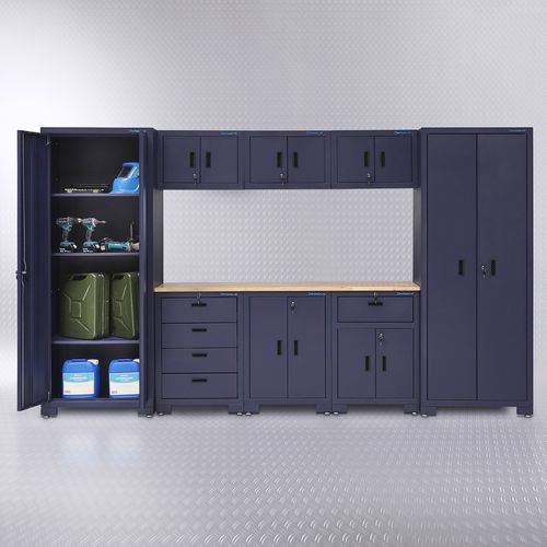 garage inrichting donkerblauw