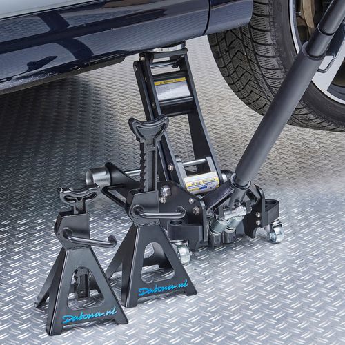 Aluminium autokrik 2 ton met twee assteunen 2 ton