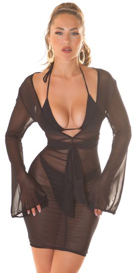 Koucla - Nissi Beach - Cover-Up Jurkje met Lange Mouw - Zwart