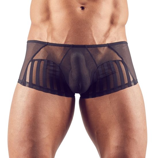 Svenjoyment Underwear - Short - Gaas - Mesh - Transparant - Banen Patroon - Zwart