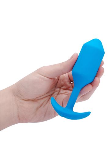 b-Vibe - Snug Plug 3 - Verzwaarde Butt Plug - Vibrerend - Siliconen - Blauw