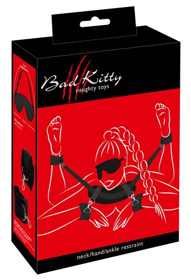 Bad Kitty - Bondage Set - Hand Pols Nek - Blinddoek - Zwart