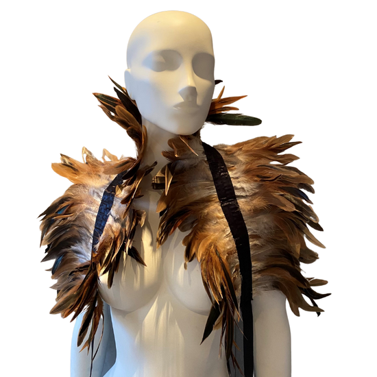 Kinky Diva - Feather Collar - Unisex  - Stola - Veren - Beige - Zwart 