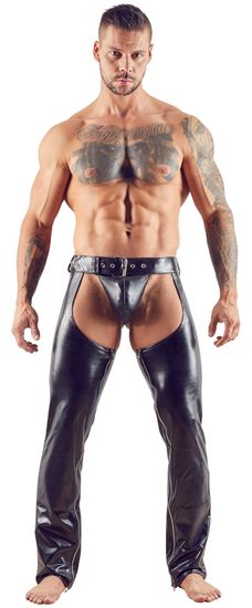 Svenjoyment - Chaps - String - Glanzend - Pu-leer - Zwart