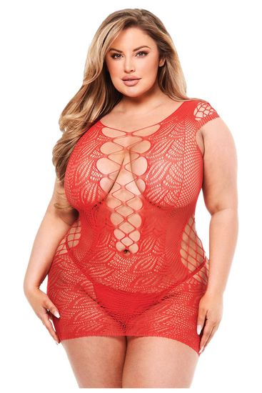 Baci - Mini Jurkje - Doorschijnend - Visnet - Rood