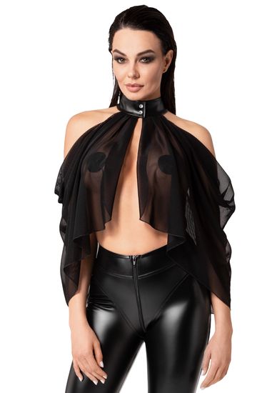 Noir Handmade - F349 Opium - Bolero - Gaas - Wetlook Boord - Zwart