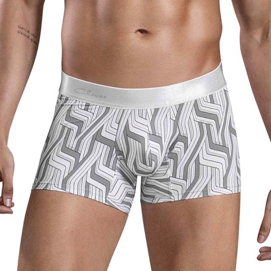 Clever Moda - Lazos Trunks - Boxershort - Zacht Microvezel - Brede Band - Print - Grijs