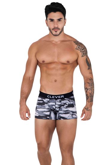 Clever Moda - Navigate Boxershort - Elastische Mesh - Print - grijs