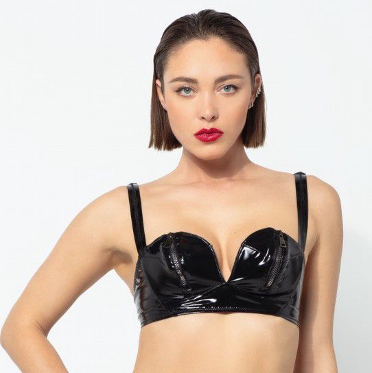 Patrice Catanzaro - Sphynx Brassiere - BH - Rits - Lak - Zwart