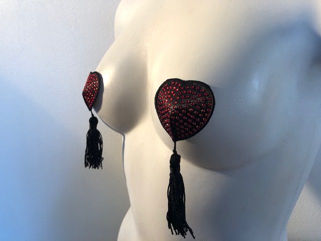 Tepelplakkers Strass rood met kwastje