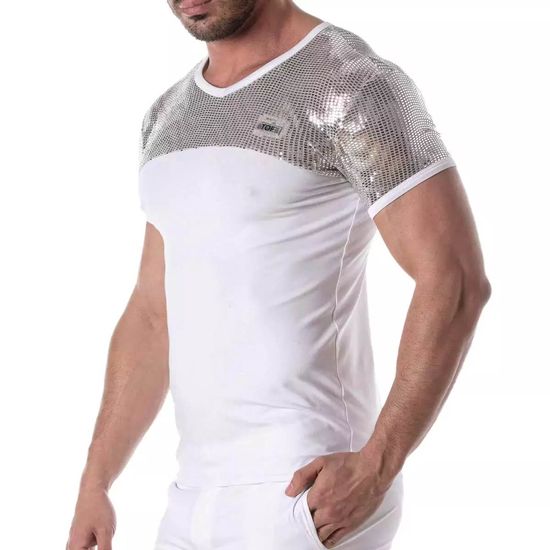 TOF PARIS - Glitter - T-Shirt - Pailletten - Wit -Zilver