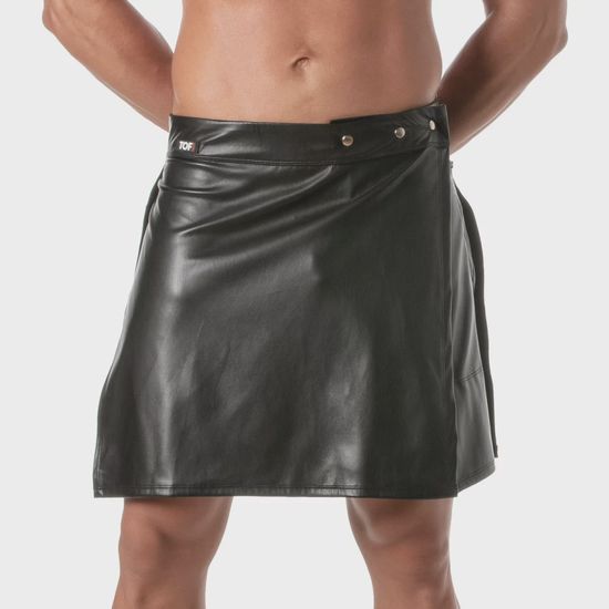 TOF PARIS - Kinky Rok - Kilt - Drukknopen - Ritsvak - PU-leer - Zwart