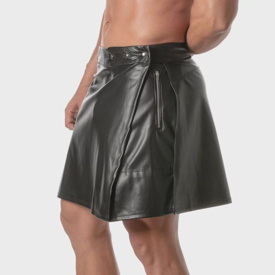 TOF PARIS - Kinky Rok - Kilt - Drukknopen - Ritsvak - PU-leer - Zwart