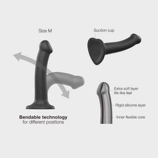 Strap-On-Me - Bendable Dildo - Siliconen - Zwart