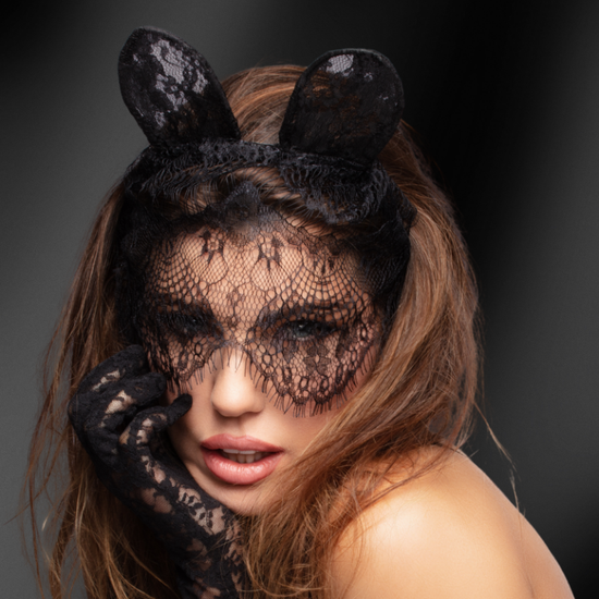 Kinky Diva - Katten Masker Voile - Kant - Zwart