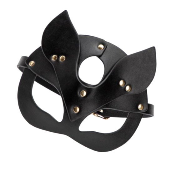 Kinky Diva - Cat Mask Deluxe - BDSM - PU Leer - Verstelbaar - Zwart - Goud