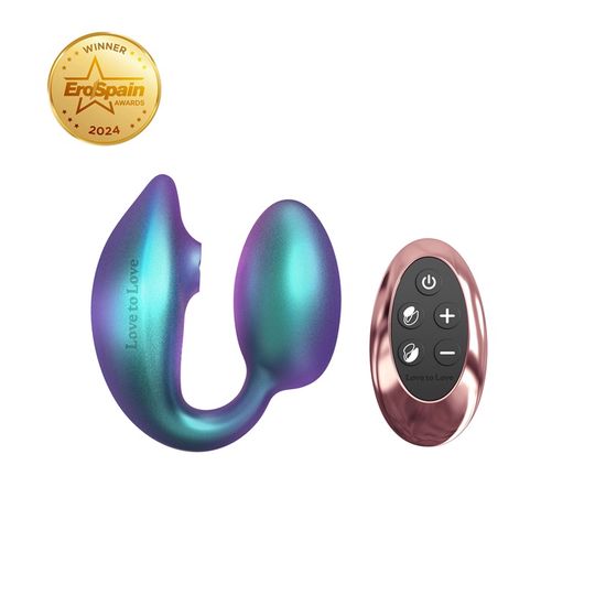 Love to Love - Wonderlover - Dual Stimulator - Clitoris Vibrator - G-Spot Vibrator - Luchtdruk - Remote - Turquoise